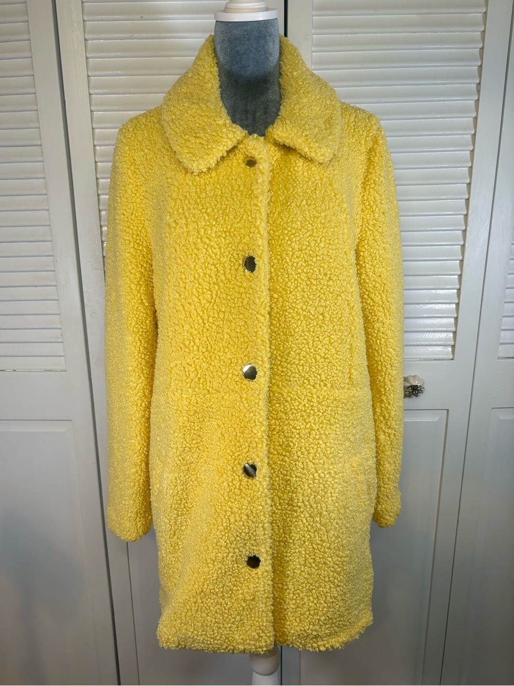 Soft Surroundings Teddy Soft Fleece Coat Vibrant Sunshine Yellow Size M